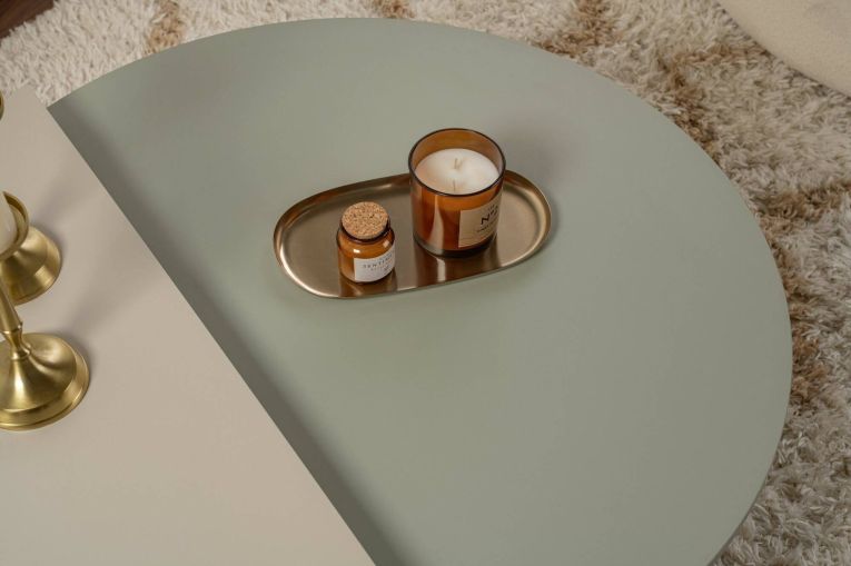 Tavolino da Salotto Verde Peso Massimo Supportato 15 kg Forma Rettangolare 90x60x35h cm, Materiale Piano in Legno Nobilitato - Mansue