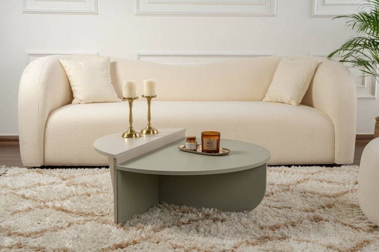 Tavolino da Salotto Verde Peso Massimo Supportato 15 kg Forma Rettangolare 90x60x35h cm, Materiale Piano in Legno Nobilitato - Mansue