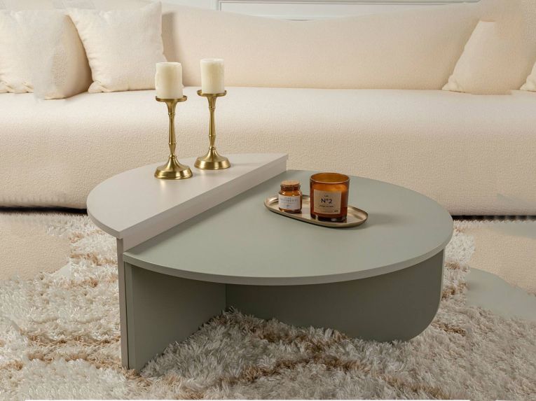 Tavolino da Salotto Verde Peso Massimo Supportato 15 kg Forma Rettangolare 90x60x35h cm, Materiale Piano in Legno Nobilitato - Mansue