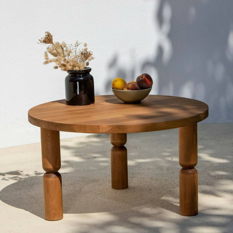 Tavolino da salotto Vesta, Tavolo basso da soggiorno, Ripiano da caffè, Tavolino per divano, 70x70h40 cm, Naturale