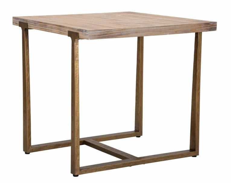 Tavolino rustico quadrato 4 posti oro e marrone 80x80cm - Kazimir