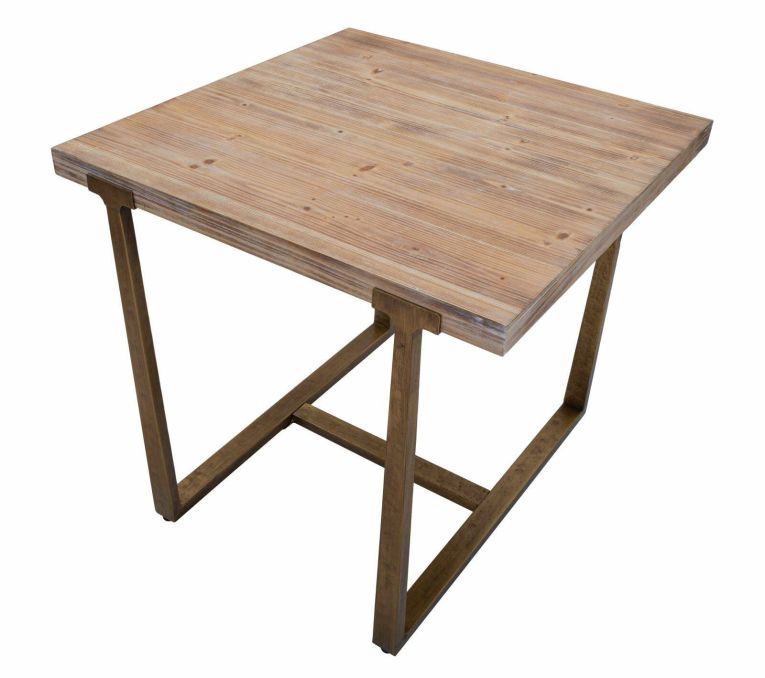 Tavolino rustico quadrato 4 posti oro e marrone 80x80cm - Kazimir