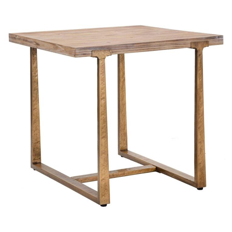 Tavolino rustico quadrato 4 posti oro e marrone 80x80cm - Kazimir
