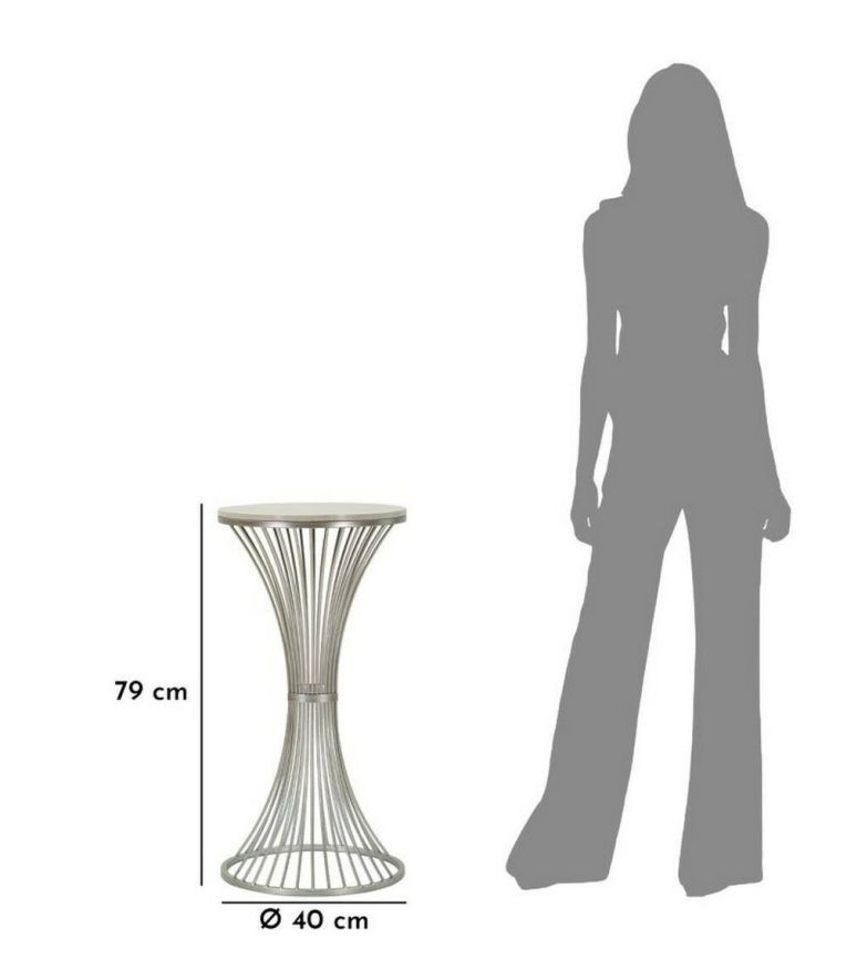 Tavolino salotto circolare argento 40x40x79h cm base intrecciata - Merli