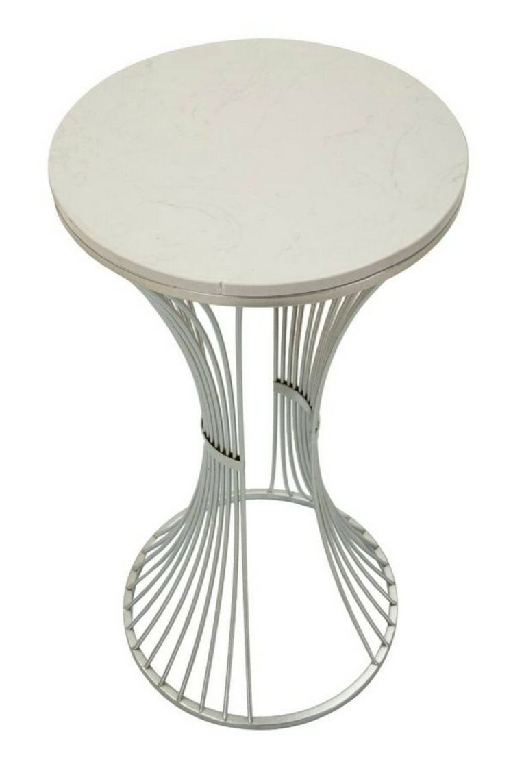 Tavolino salotto circolare argento 40x40x79h cm base intrecciata - Merli