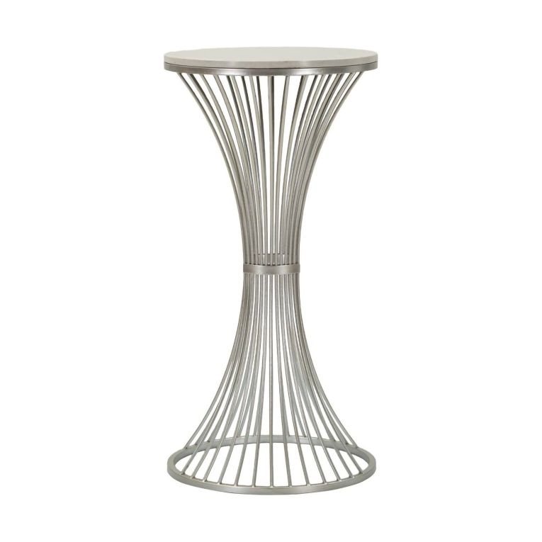 Tavolino salotto circolare argento 40x40x79h cm base intrecciata - Merli
