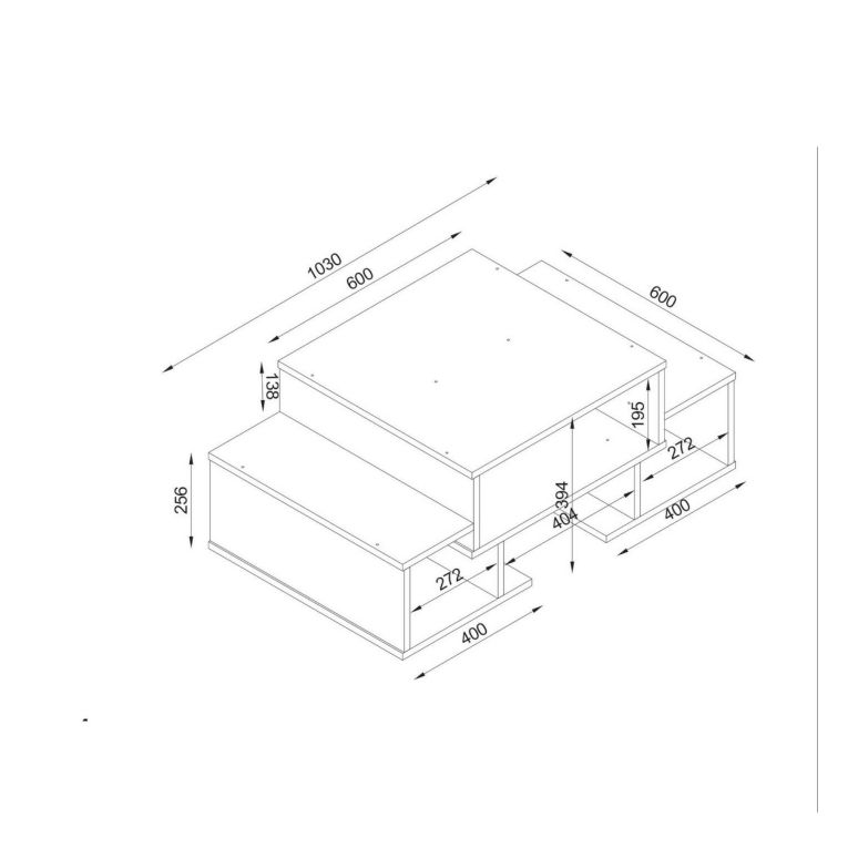 Tavolino salotto complesso bianco e noce 103x60x39h cm - Montella
