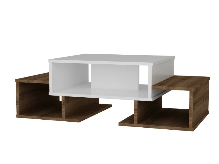 Tavolino salotto complesso bianco e noce 103x60x39h cm - Montella
