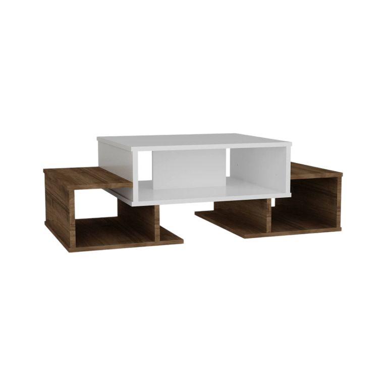 Tavolino salotto complesso bianco e noce 103x60x39h cm - Montella