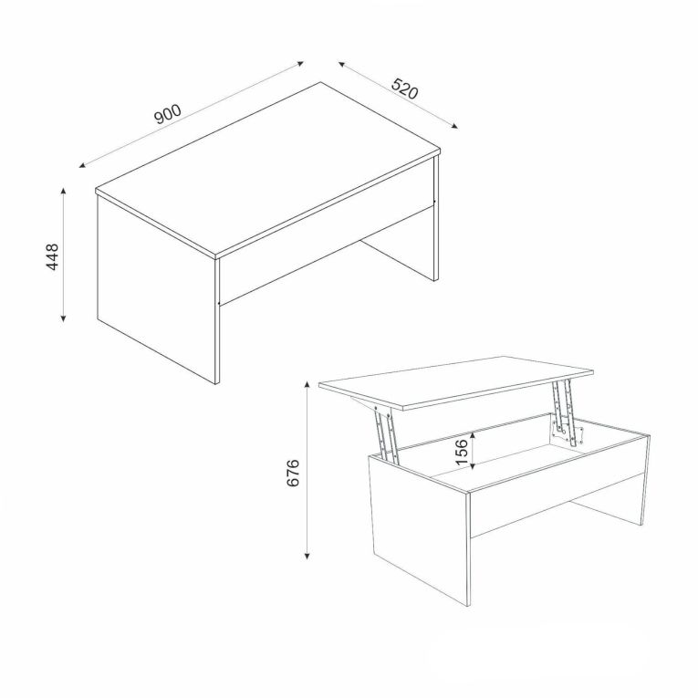 Tavolino salotto rettangolare bianco 90x45x52h cm - Marinone