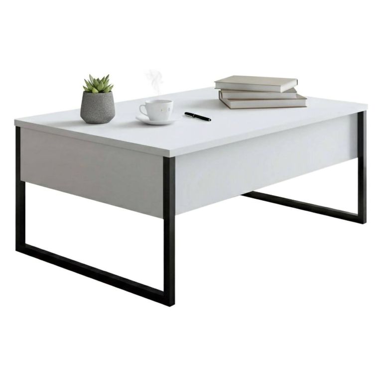Tavolino salotto rettangolare bianco e nero 90x60x40h cm - Lavinia