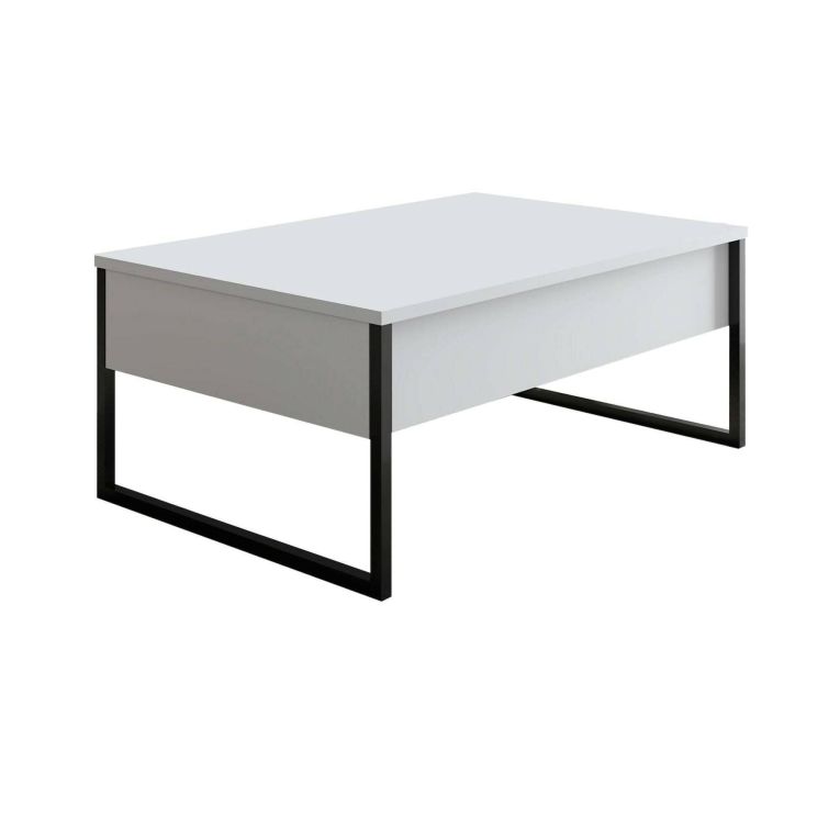 Tavolino salotto rettangolare bianco e nero 90x60x40h cm - Lavinia