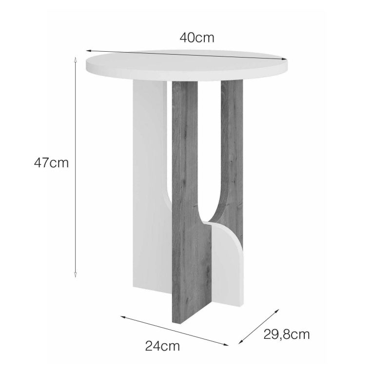 Tavolino salotto rettangolare bianco e rovere 40x40x47h cm - Bret