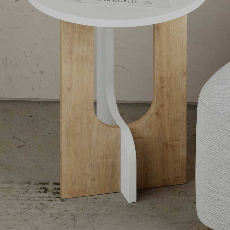 Tavolino salotto rettangolare bianco e rovere 40x40x47h cm - Bret
