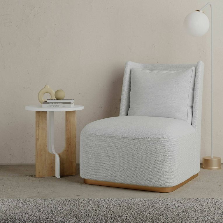 Tavolino salotto rettangolare bianco e rovere 40x40x47h cm - Bret