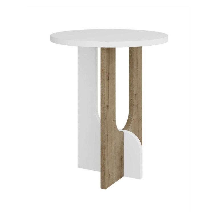 Tavolino salotto rettangolare bianco e rovere 40x40x47h cm - Bret