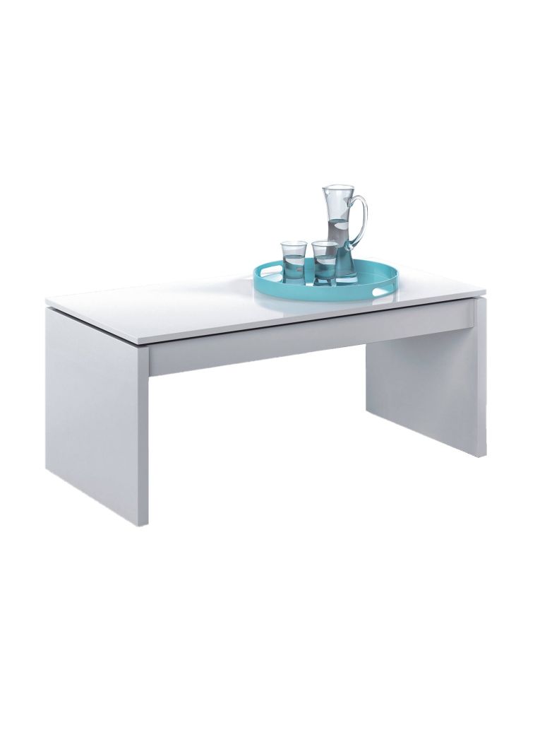 Tavolino salotto rettangolare bianco lucido 102x43x50h cm - Adrina