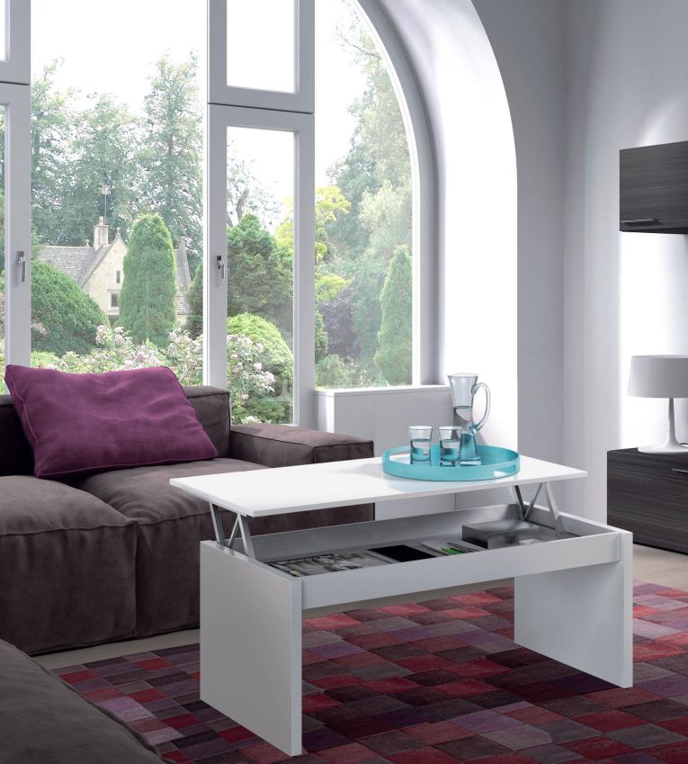 Tavolino salotto rettangolare bianco lucido 102x43x50h cm - Adrina