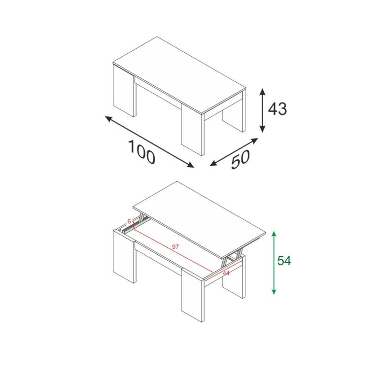 Tavolino salotto rettangolare grigio cenere 100x43x50h cm - Almo