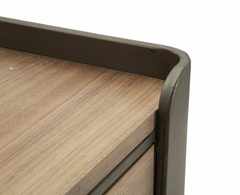 Tavolino salotto rettangolare grigio e marrone 50x41x60h cm con 1 cassetto - Muse