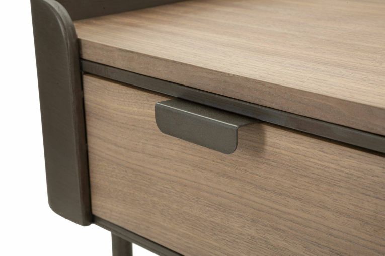 Tavolino salotto rettangolare grigio e marrone 50x41x60h cm con 1 cassetto - Muse
