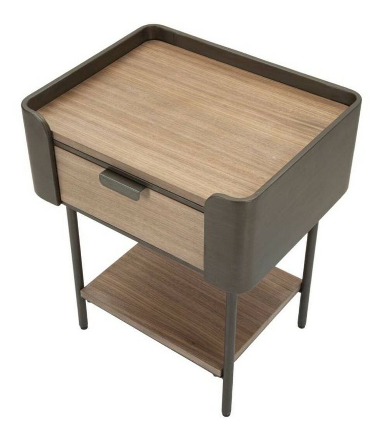 Tavolino salotto rettangolare grigio e marrone 50x41x60h cm con 1 cassetto - Muse