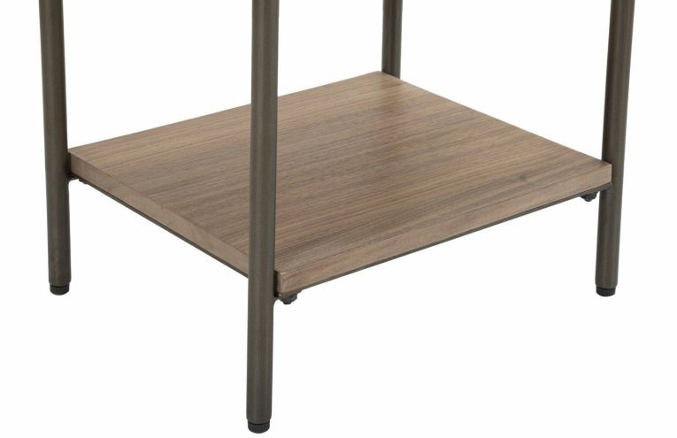 Tavolino salotto rettangolare grigio e marrone 50x41x60h cm con 1 cassetto - Muse