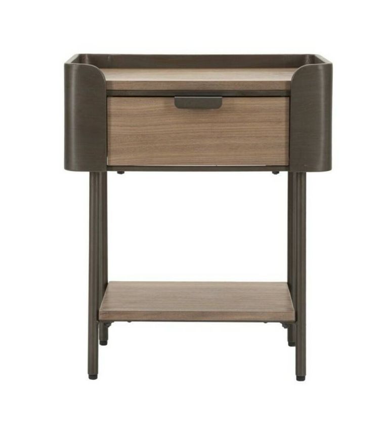 Tavolino salotto rettangolare grigio e marrone 50x41x60h cm con 1 cassetto - Muse
