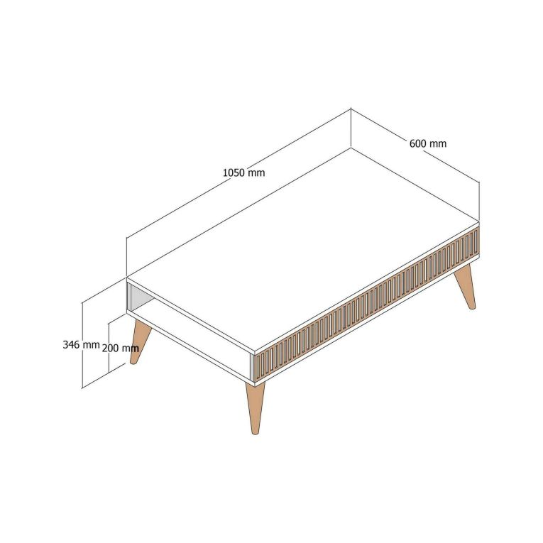 Tavolino salotto rettangolare noce e antracite 105x60x34h cm - Atrani