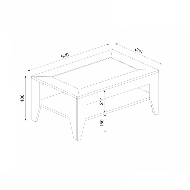 Tavolino salotto rettangolare quercia 90x60x40h cm - Numana