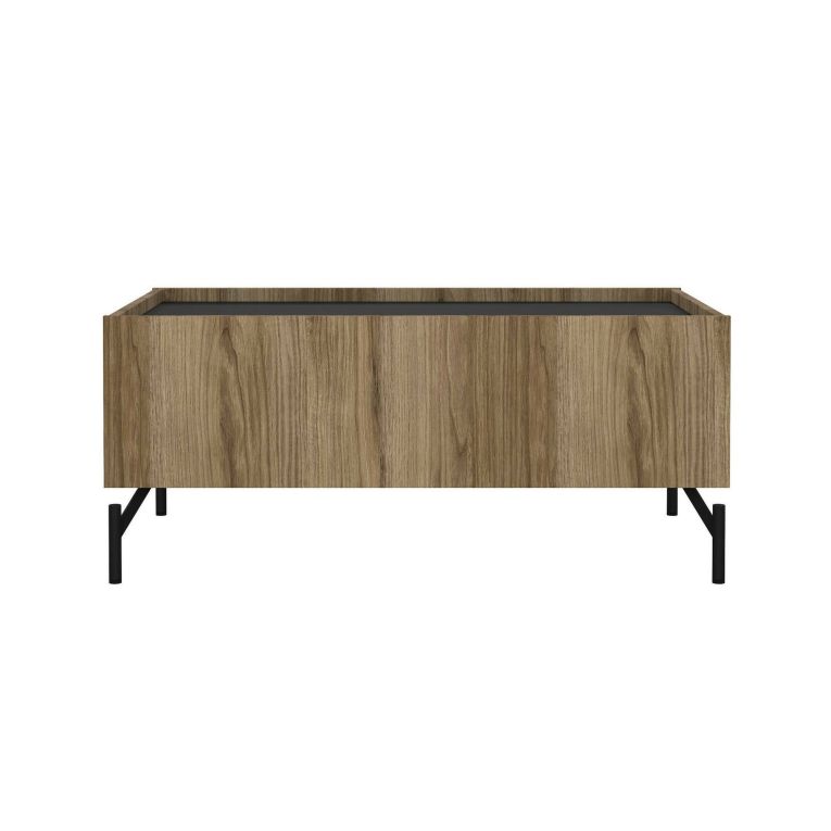 Tavolino salotto rettangolare quercia e nero 100x60x43h cm con 2 cassetti - Bijli