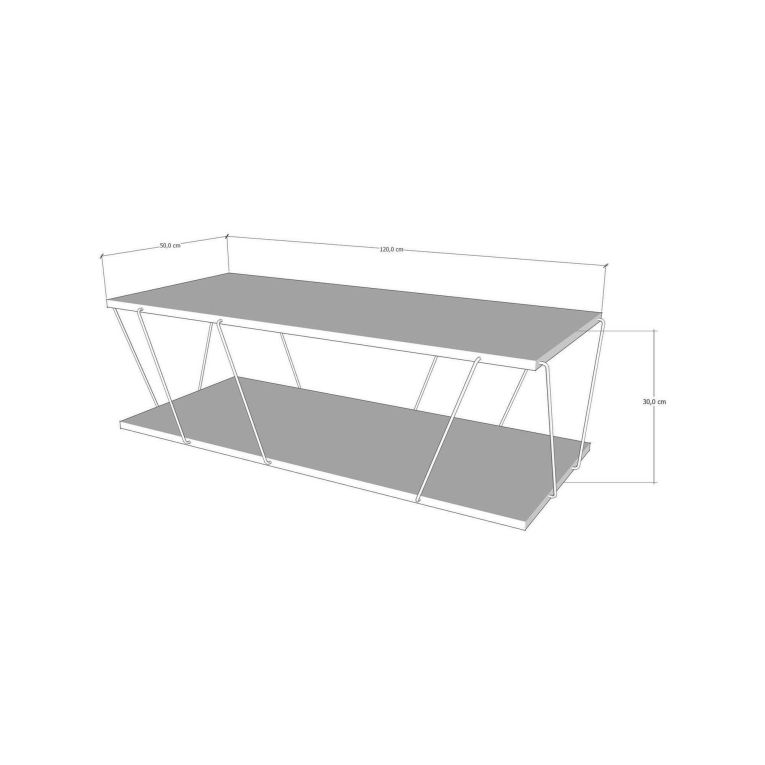 Tavolino salotto rettangolare quercia e nero 120x50x30h cm - Sarika