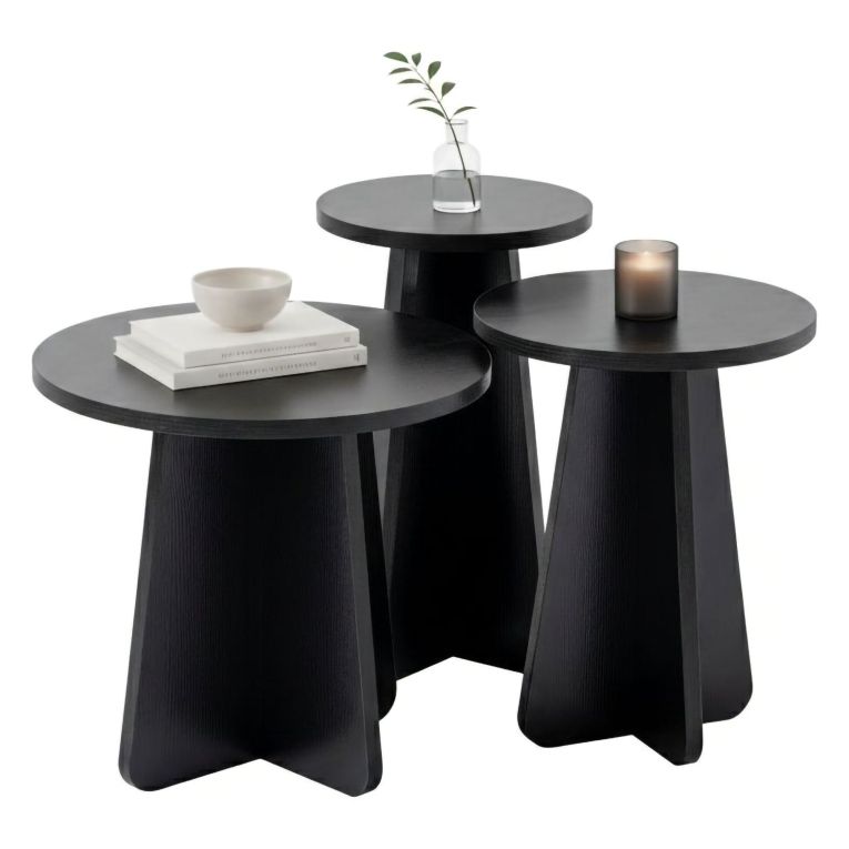 Tavolino salotto rotondo nero 43x43x48h cm - Amren