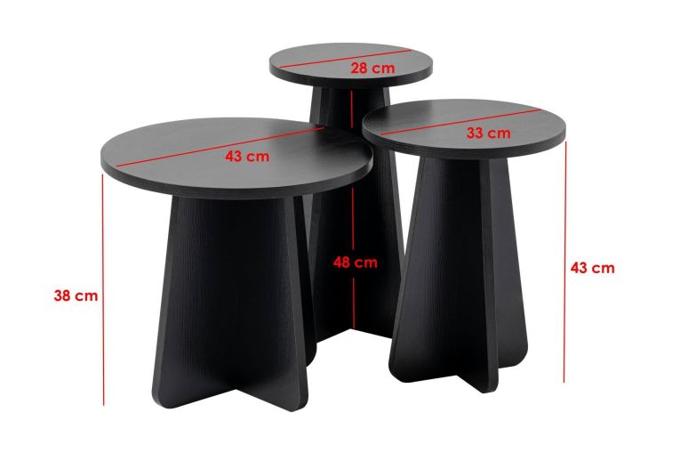 Tavolino salotto rotondo nero 43x43x48h cm - Amren
