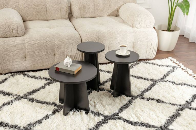 Tavolino salotto rotondo nero 43x43x48h cm - Amren