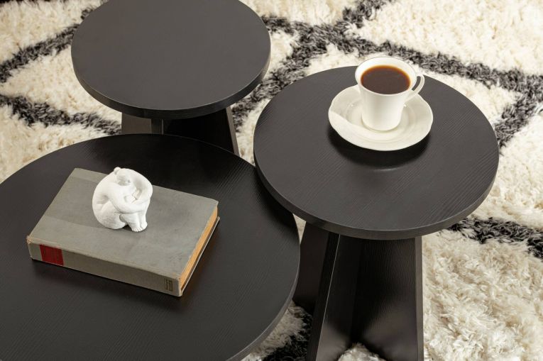 Tavolino salotto rotondo nero 43x43x48h cm - Amren