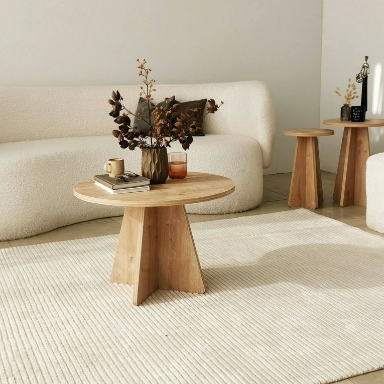 Tavolino salotto rotondo quercia 60x60x40h cm - Armanda