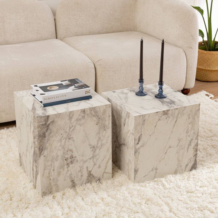Tavolino soggiorno cubico marmo 40x40x45h cm - Brennan
