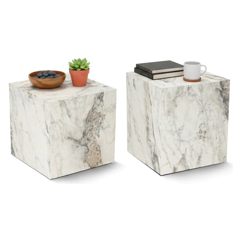 Tavolino soggiorno cubico marmo 40x40x45h cm - Brennan