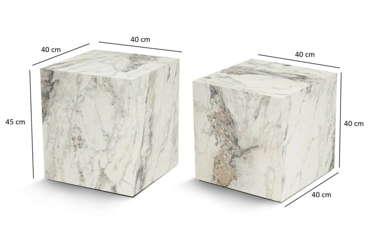 Tavolino soggiorno cubico marmo 40x40x45h cm - Brennan