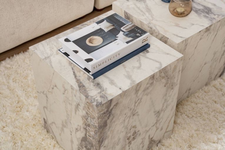 Tavolino soggiorno cubico marmo 40x40x45h cm - Brennan
