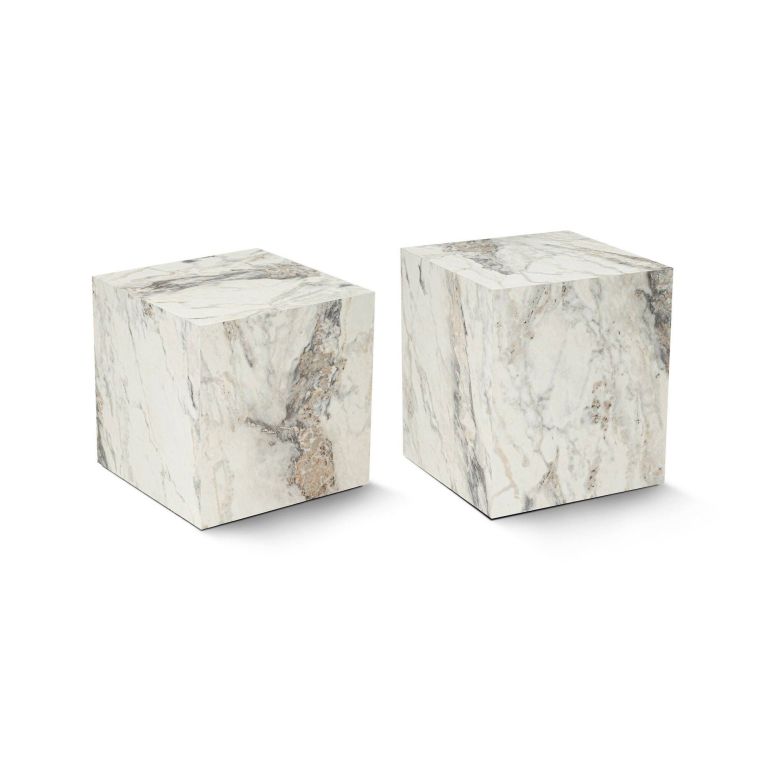 Tavolino soggiorno cubico marmo 40x40x45h cm - Brennan