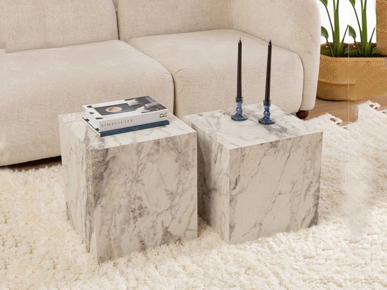 Tavolino soggiorno cubico marmo 40x40x45h cm - Brennan