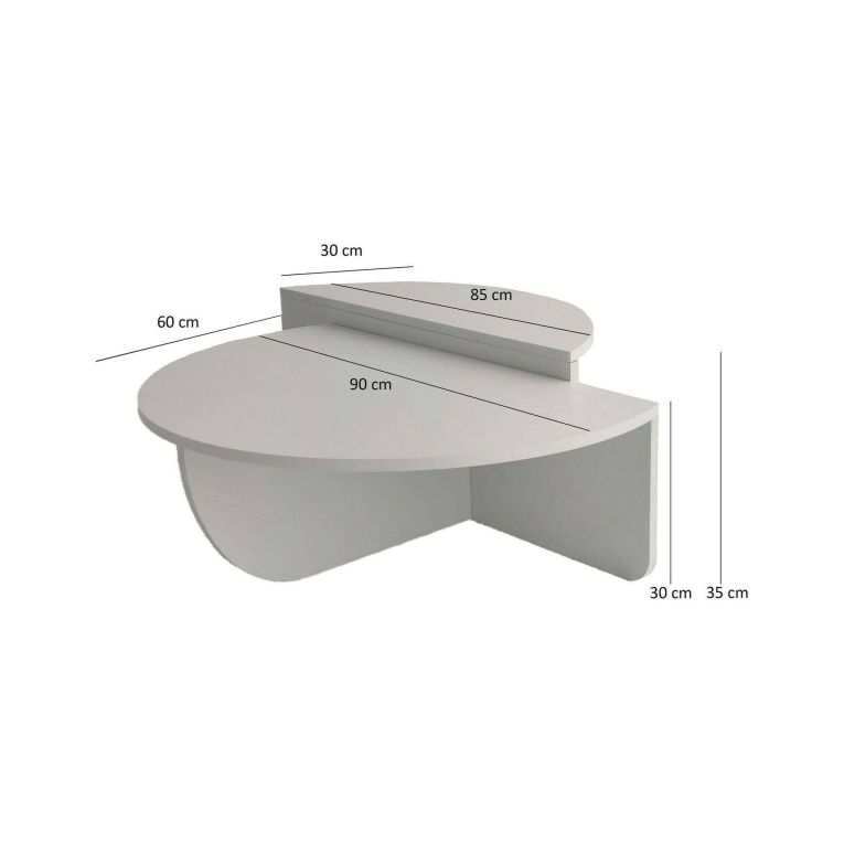 Tavolino soggiorno irregolare bianco 90x90x35h cm - Azim
