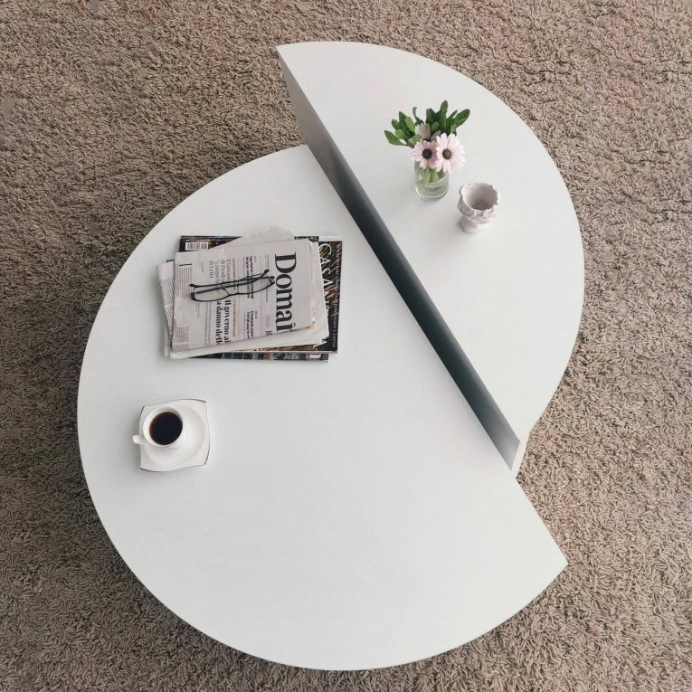 Tavolino soggiorno irregolare bianco 90x90x35h cm - Azim