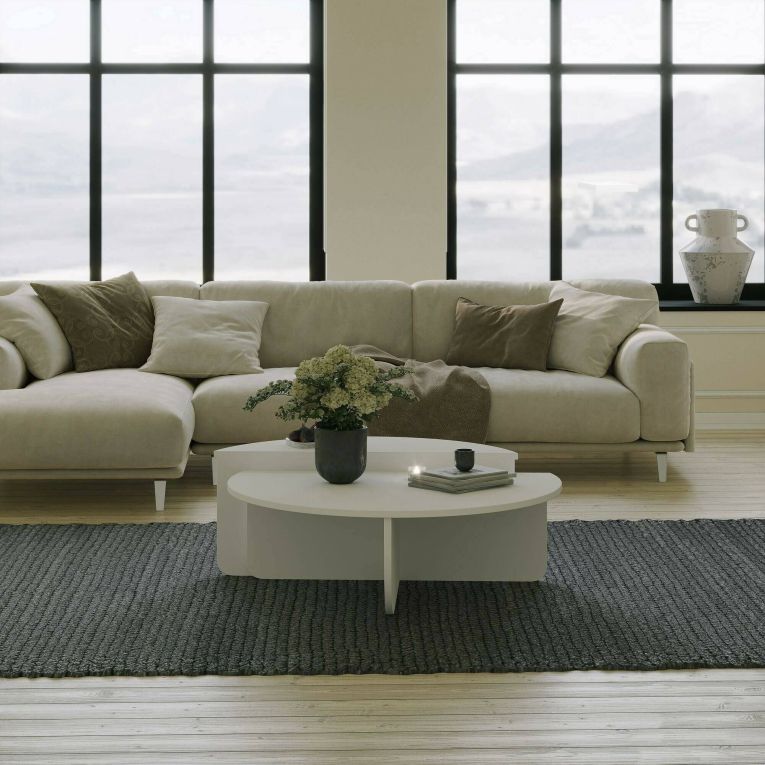Tavolino soggiorno irregolare bianco 90x90x35h cm - Azim