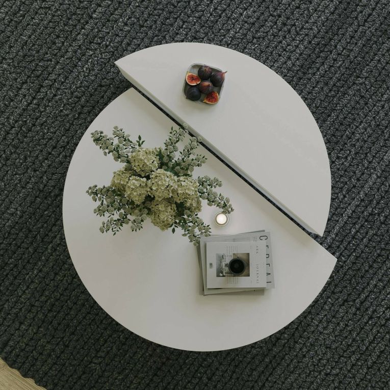 Tavolino soggiorno irregolare bianco 90x90x35h cm - Azim
