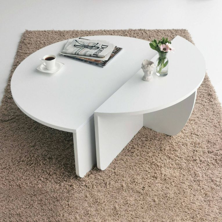 Tavolino soggiorno irregolare bianco 90x90x35h cm - Azim