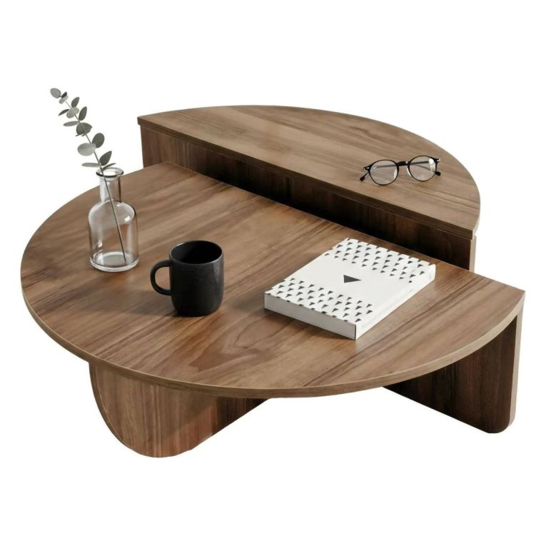 Tavolino soggiorno irregolare noce scuro 90x90x35h cm - Azim