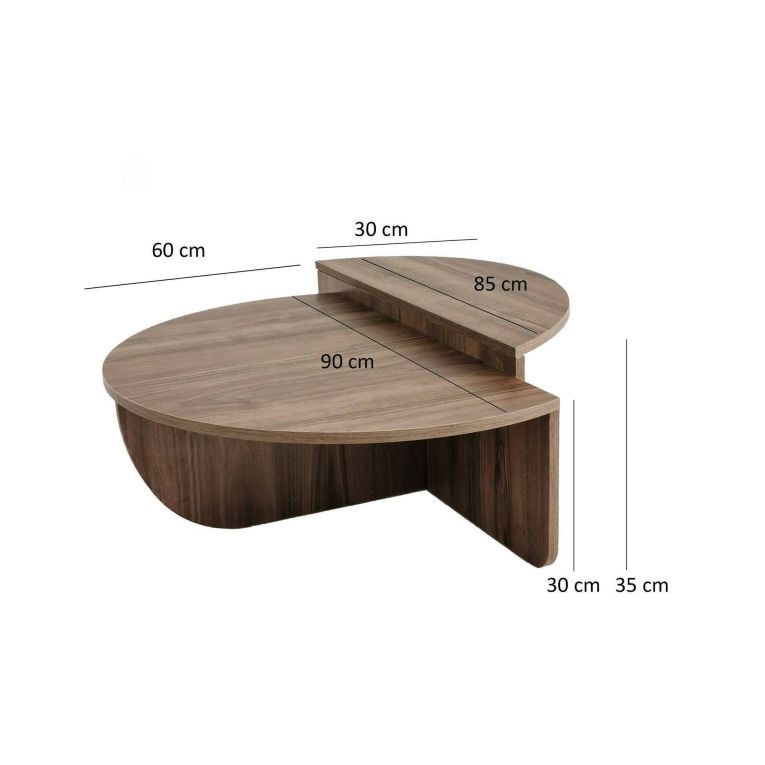 Tavolino soggiorno irregolare noce scuro 90x90x35h cm - Azim